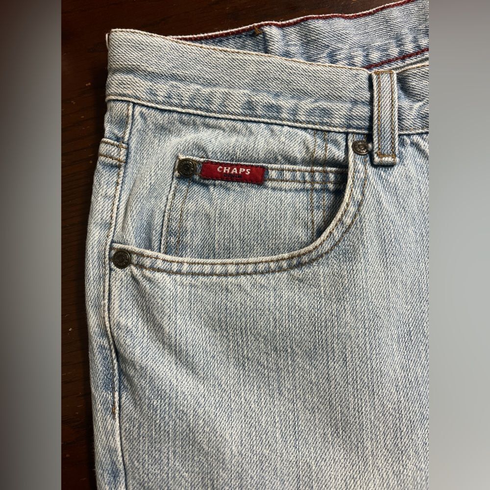 VTG Chaps Ralph Lauren Denim Jeans Straight Leg Light Wash Blue Sz 34x30 - Picture 6 of 12